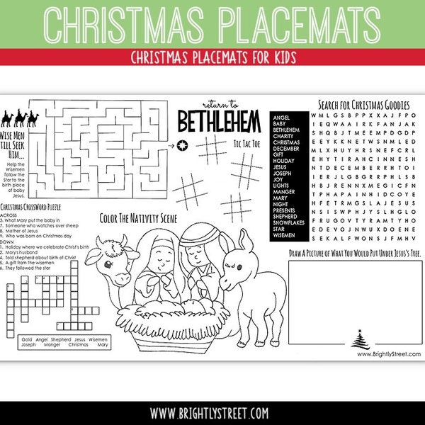 Christmas Tabletop Placemats for Kids