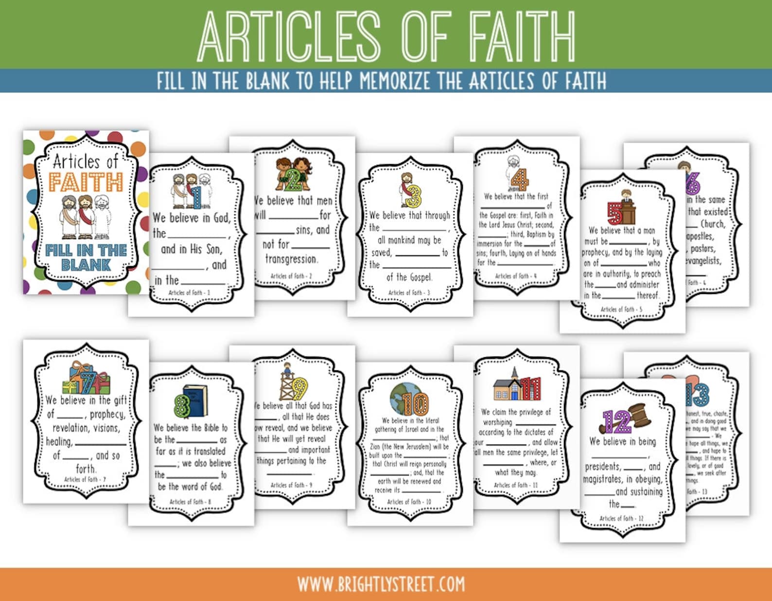 Articles of Faith Fill in the Blank - Etsy