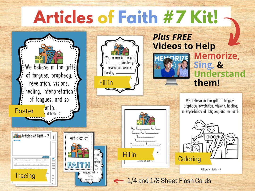 Articles of Faith #7 Complete Packet MEMORIZE the Articles of Faith - Etsy