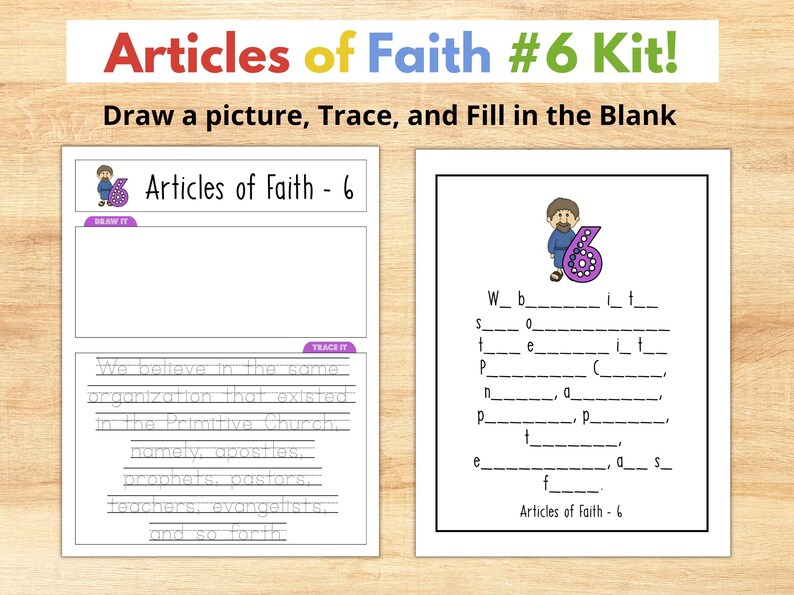 Articles of Faith #6 Complete Packet MEMORIZE the Articles of Faith - Etsy