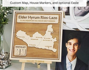 12x12 LDS Missionary Tracking Wood Plaque 12x12 inches with or without "Called to Serve" Easel