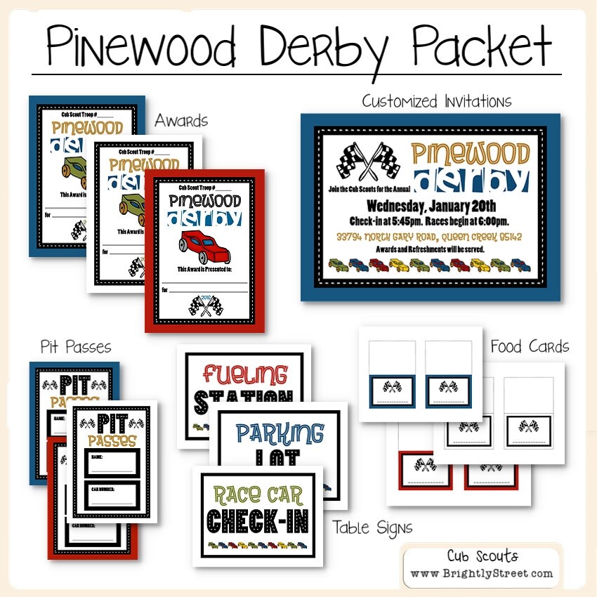 Cub Scouts Pinewood Derby Packet Etsy