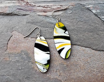Small Black and Yellow Wood Earrings