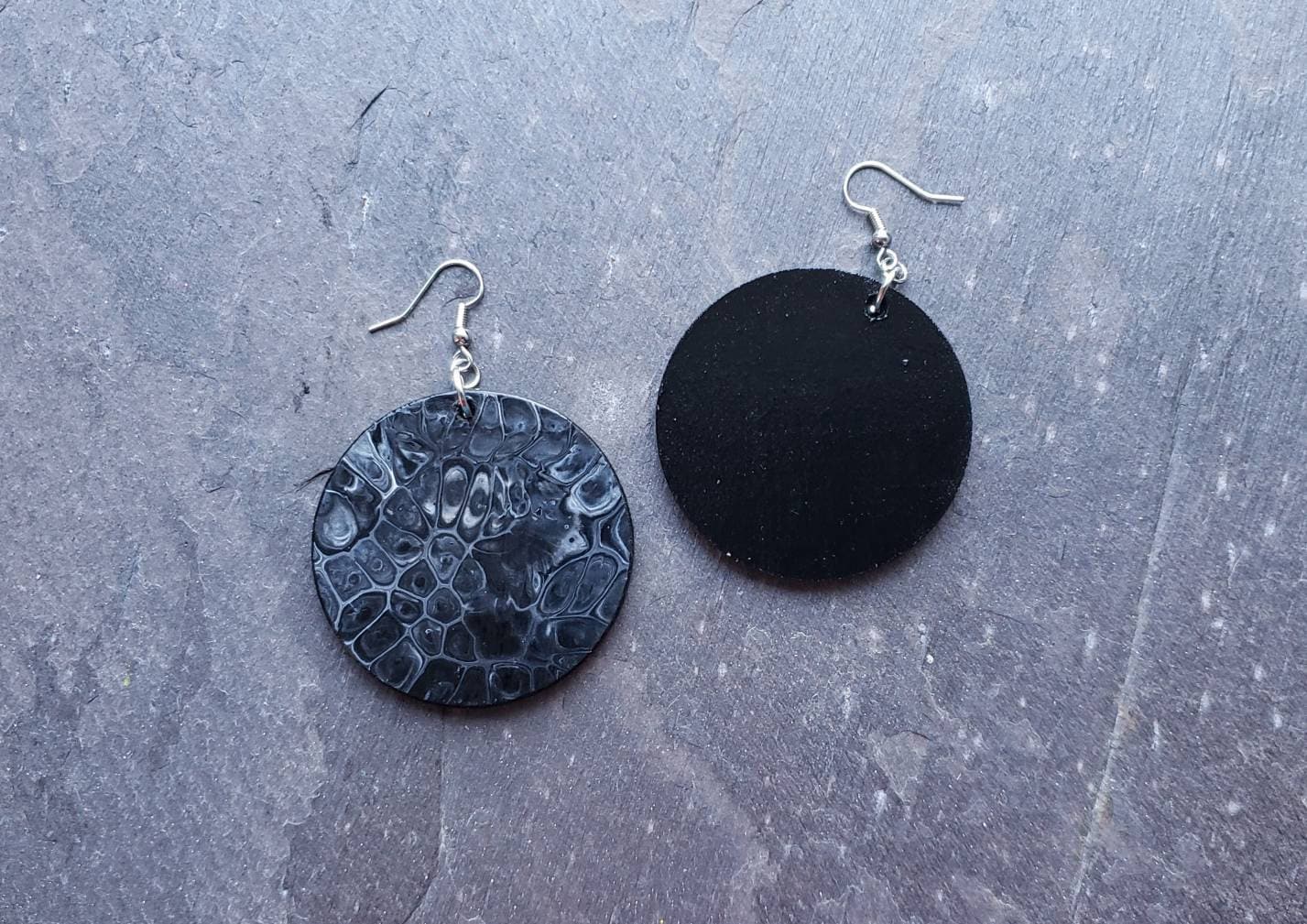 Black - Miniature Handpainted Wooden Earrings