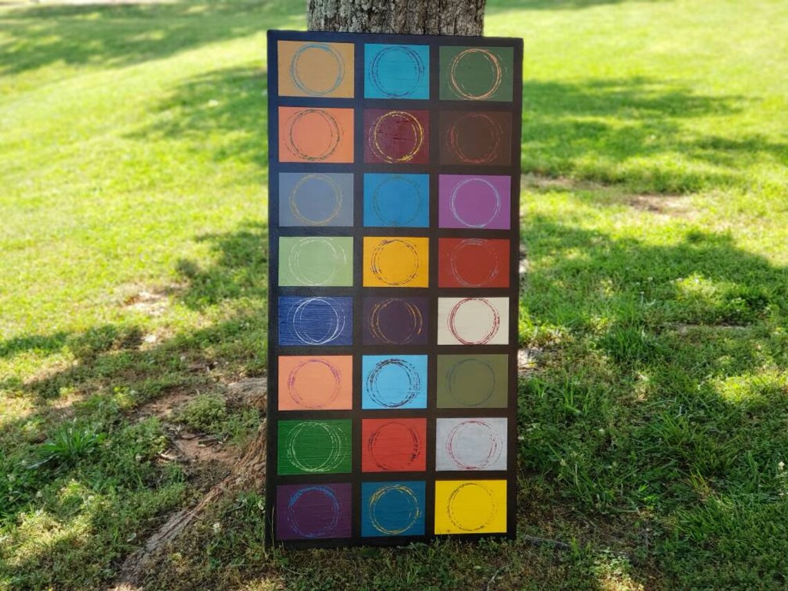 Geometric Wall Art Block Art Abstract Wall Decor Multicolor Etsy