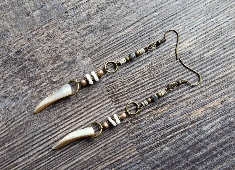 Beachy Earrings Boho Earrings Tribal Earrings Long Beaded Earrings White Earrings African Earrings
