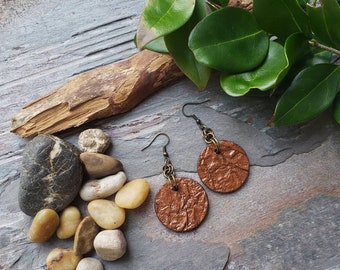 Brown Round Wood Earrings