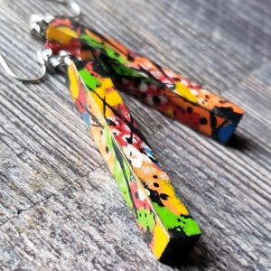 Hand-Painted Wood Dangle Earrings