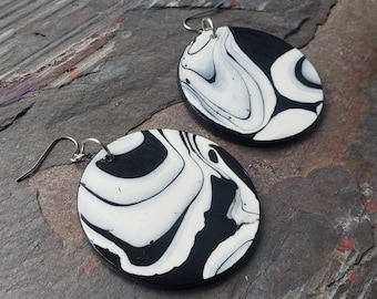 Black and White Wood Earrings