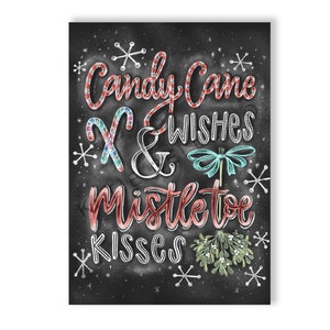 Candy Cane Wishes / Candy Cane Art / Chalk Art / Christmas Art / Chalkboard Print / Holidays / Christmas / Mistletoe / Candy Cane Stripes image 4