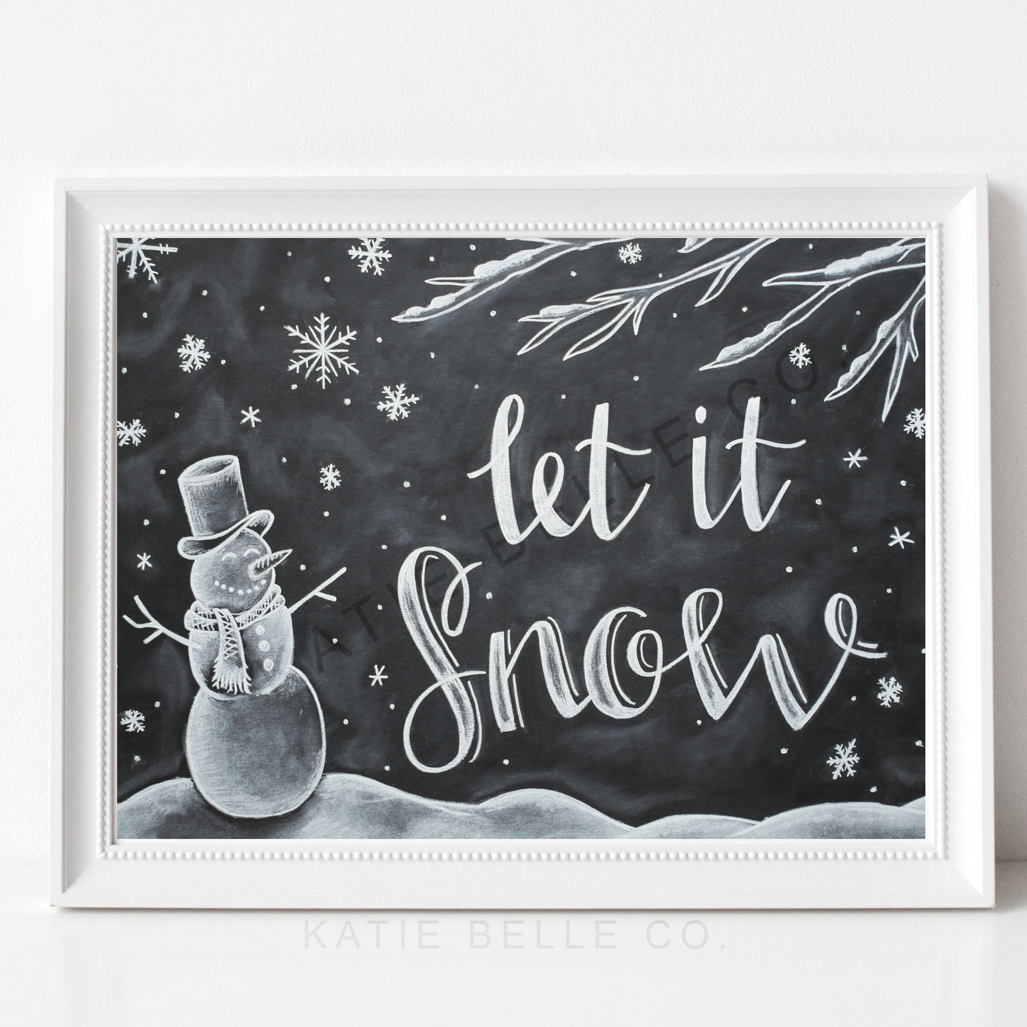 Let It Snow / Snowman Art / Chalkboard Art / Holidays / Christmas
