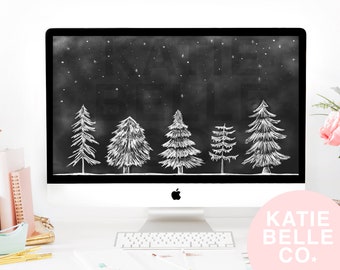 Winter Wonderland / Wallpaper Background / Laptop Wallpaper / Snowy Tree Art /  Aesthetic Desktop / ipad Downloads / Digital Wallpaper