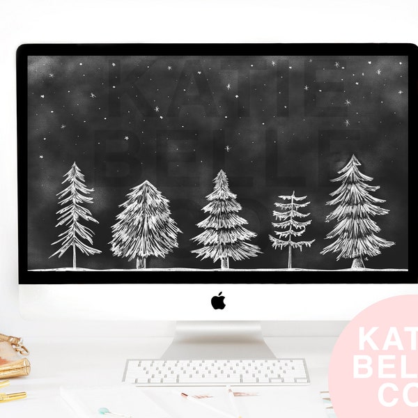 Winter Wonderland / Wallpaper Background / Laptop Wallpaper / Snowy Tree Art /  Aesthetic Desktop / ipad Downloads / Digital Wallpaper