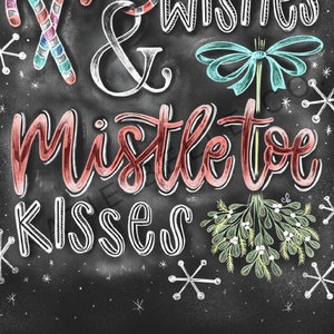 Candy Cane Wishes / Candy Cane Art / Chalk Art / Christmas Art / Chalkboard Print / Holidays / Christmas / Mistletoe / Candy Cane Stripes image 2