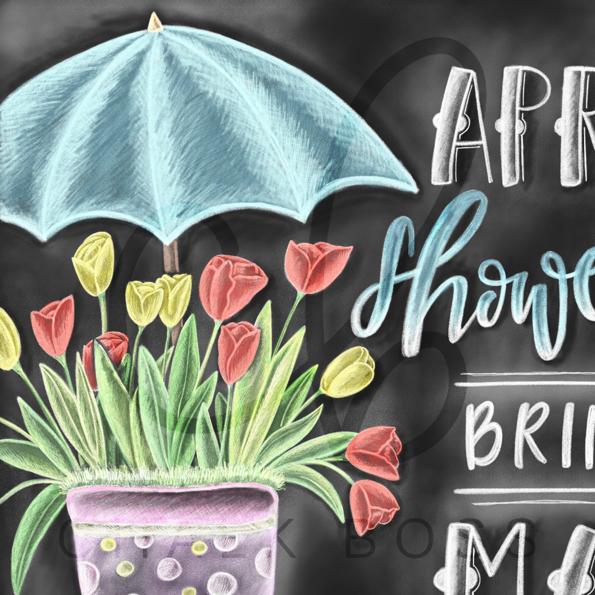 Spring Art April Showers Bring May Flowers Spring Decor Etsy