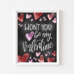 Valentines Artwork / Valentines Day Decor / Valentines Day Gift / Valentines Day / Be My Valentine / Chalkboard Art / Valentines Art