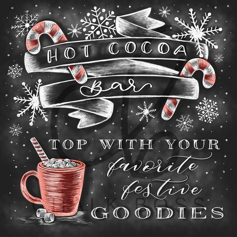 Hot Cocoa Decor Hot Cocoa Bar Chalkboard Art Christmas | Etsy