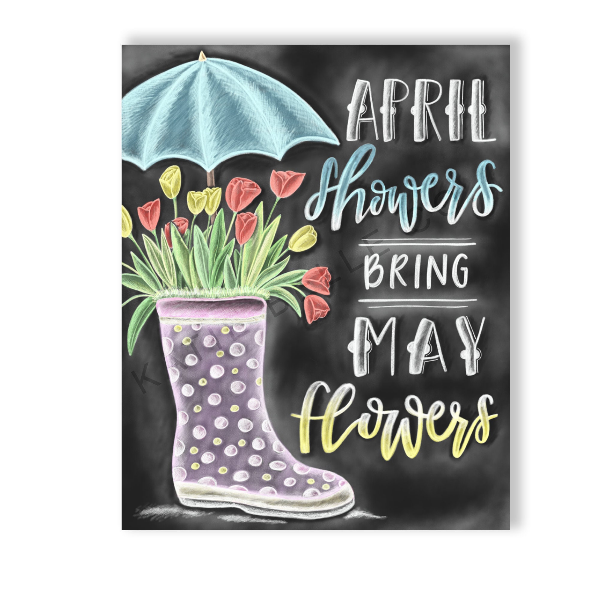 April Showers Bring May Flowers / Spring Decor / Easter Gifts / Mother's Day Gifts / Easter Decor / Chalk Art / Spring Quote / Rain Boot - Etsy UK