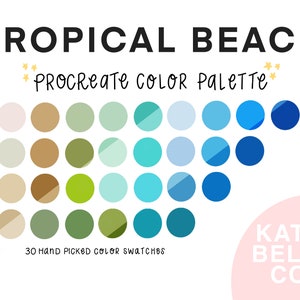 Tropical Beach Color Palette | Tropical Colors Procreate | 30 Swatches | Procreate Swatches |Color Swatches | iPad Procreate Tools