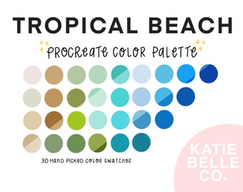 Tropical Beach Color Palette | Tropical Colors Procreate | 30 Swatches | Procreate Swatches |Color Swatches | iPad Procreate Tools