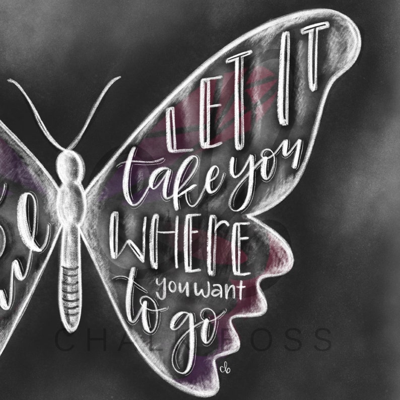 Butterfly Print Chalkboard Print Chalk Art Butterfly Art Etsy
