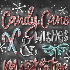 Candy Cane Wishes / Candy Cane Art / Chalk Art / Christmas Art / Chalkboard Print / Holidays / Christmas / Mistletoe / Candy Cane Stripes image 3