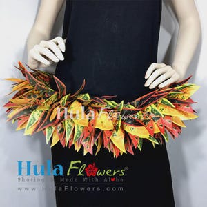 Silk Croton leaves Hip Hei for Tahitian Dancer, T-Hip-CT