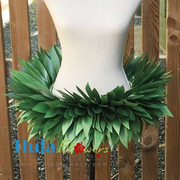 38" Silk Ti leaves Hip Hei for Tahitian Dancer, T-Hip-Green