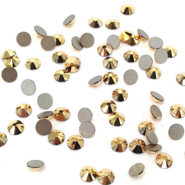 Crystal AURUM (001 AUR) Swarovski 2058 Flatbacks No-Hotfix gold Rhinestones (ss5 , ss7 , ss9) Nail Art ** Free Shipping to US