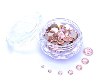 144 pcs - Pêche clair (362) beige Nail art Swarovski 2058/2088 cristaux assortis tailles variées 2 mm-6 mm * Avec étui de rangement