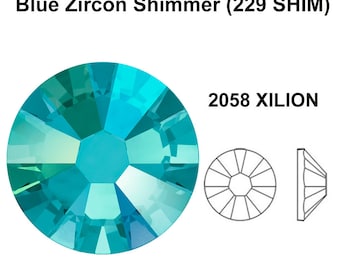 Blue Zircon Shimmer (229 SHIM) Swarovski 2058 Crystal Flatbacks No