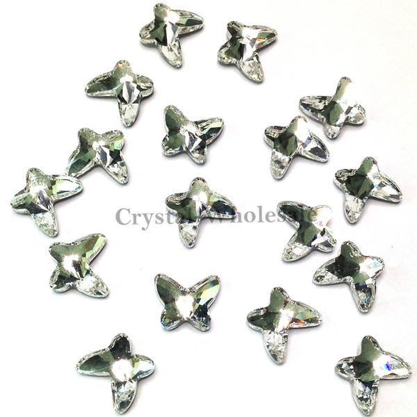 4 piezas Swarovski 2854 Butterfly Flatbacks No-Hotfix 8mm uñas art diamantes de imitación claro CRISTAL (001) * Envío gratis a EE. UU.