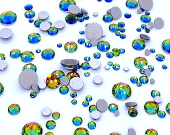 144 pcs - Crystal Vitrail Medium (001 VM) Swarovski 2058/2088 strass à dos plat mélangés avec les tailles ss5, ss7, ss9, ss12, ss16, ss20, ss30