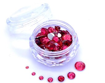 144 pièces - Rose indien (289), décorations pour ongles en cristal Swarovski 2058/2088, tailles variées assorties, 2 mm-6 mm * Aucun tarif vers les États-Unis * Avec étui de rangement