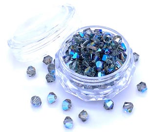 Black Diamond Shimmer (215 SHIM) Genuine Swarovski 5328 XILION Crystal Bicone Beads jewelry making * No Tariffs to US * With Storage Case