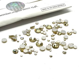 Preciosa MAXIMA Flatbacks 100 pieces Assorted Mixed Sizes 2mm to 6mm Jonquil (80100) Rhinestones No-Hotfix Nail Art light yellow