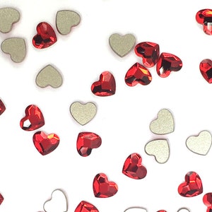8 pcs - Swarovski 2808 Heart Flatbacks No-Hotfix 6mm nail art rhinestones red Light Siam (227) * No Tariffs to US