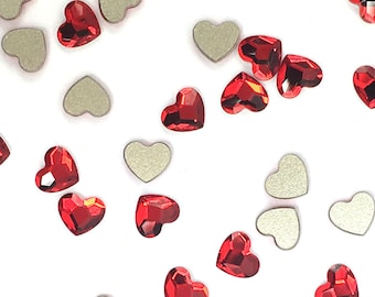 8 pcs - Swarovski 2808 Heart Flatbacks No-Hotfix 6mm nail art rhinestones red Light Siam (227) * No Tariffs to US