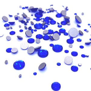 144 pcs - Majestic Blue (296) Swarovski 2058/2088 crystal flatbacks rhinestones mixed Sizes ss5, ss7, ss9, ss12, ss16, ss20, ss30 nail art