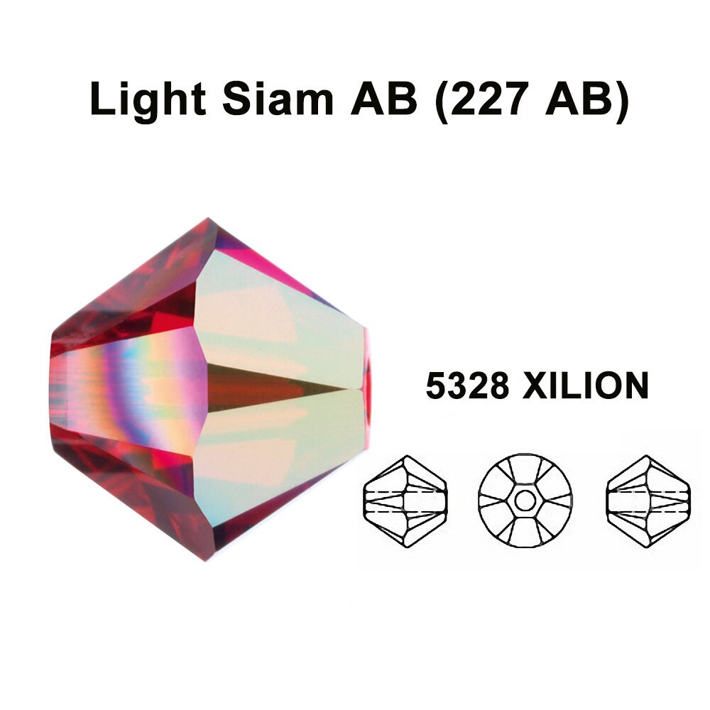 Light Siam AB (227 ab) red Genuine Swarovski 5328 XILION Crystal Bicone Beads jewelry making * All Sizes * No Tariffs to US