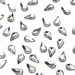 12 pcs - Swarovski 2300 Teardrop Pear Shaped Flatbacks No-Hotfix 8mm x 4.8mm nail art rhinestones clear CRYSTAL (001) * No Tariffs to US