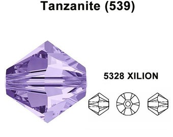 TANZANITE (539) paars violet Echte Swarovski 5328 XILION Crystal Bicone kralen sieraden maken * Alle maten * Geen tarieven voor VS