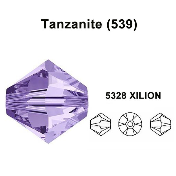 TANZANITE (539) purple violet Genuine Swarovski 5328 XILION Bicone Beads jewelry making *All Sizes Free Shipping to US