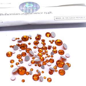 Preciosa MAXIMA Flatbacks 100 pieces Assorted Mixed Sizes 2mm to 6mm Sun (90310) Rhinestones No-Hotfix Nail Art orange