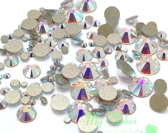 144 pcs - Crystal AB (001 AB) Swarovski 2058/2088 crystal flatbacks mixed Sizes ss5, ss7, ss9, ss12, ss16, ss20, ss30 No Tariffs to US