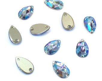 Light Sapphire Shimmer (211 SHIM) Swarovski 3230 Drop Pear Shaped Crystal Sew-on Stones Two Holes Flatbacks Rhinestones blue