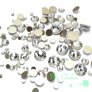 144 pcs - Crystal (001) clear Swarovski 2058/2088 flatbacks rhinestones Mixed with Sizes ss5, ss7, ss9, ss12, ss16, ss20, ss30 No Tariffs