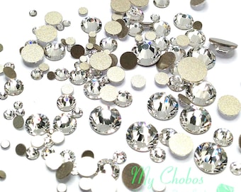 144 pcs - Crystal (001) clear Swarovski 2058/2088 flatbacks rhinestones Mixed with Sizes ss5, ss7, ss9, ss12, ss16, ss20, ss30 No Tariffs