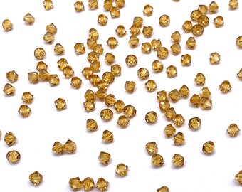 Golden Topaz (1003) Genuine Swarovski 5328 XILION Bicone Beads jewelry making *All Sizes Free Shipping to US