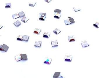 36 pcs - Swarovski 2400 Square Shaped Flatbacks No-Hotfix 3mm nail art rhinestones Crystal AB (001 AB) * No Tariffs to US
